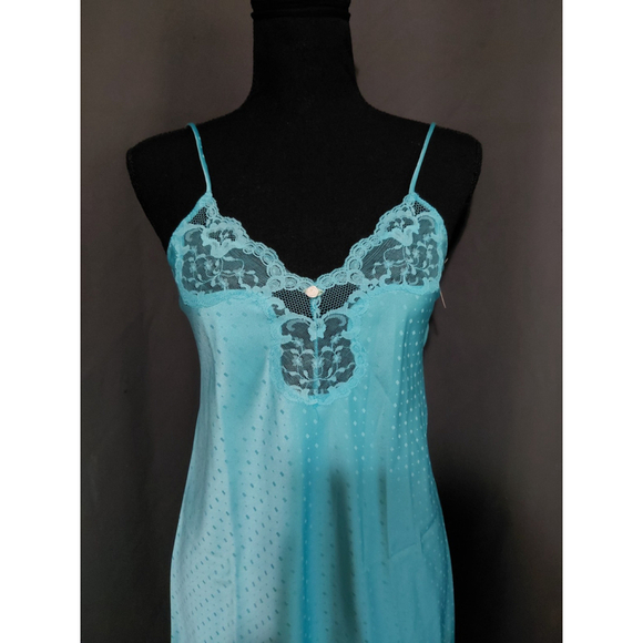 Vintage 80s Victoria’s Secret Gold Label Slip Dress Robe Set Lace Blue SM NWT - Picture 10 of 16